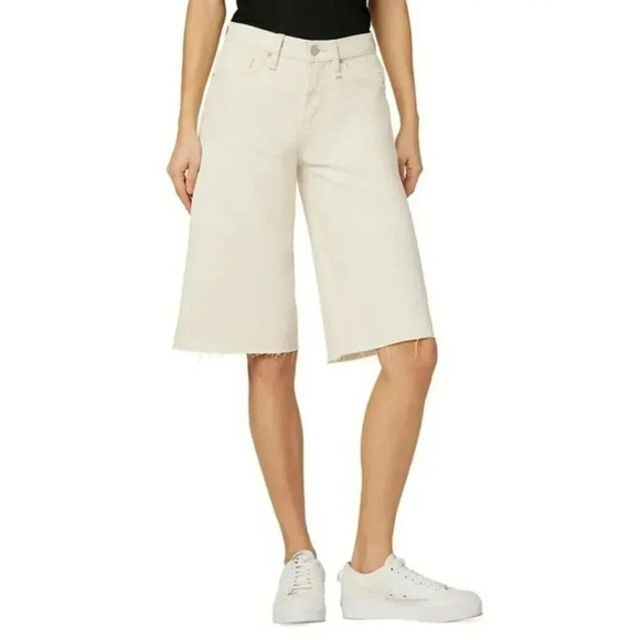 Hudson Womens Freya Low-Rise Size 24 Burmuda Skater Short Raw Hem Beige Raw Hem - Picture 3 of 16